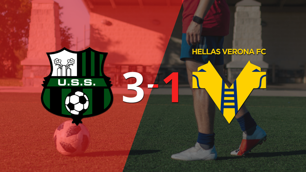 Domenico Berardi marca un doblete en la victoria 3-1 de Sassuolo ante Hellas Verona
