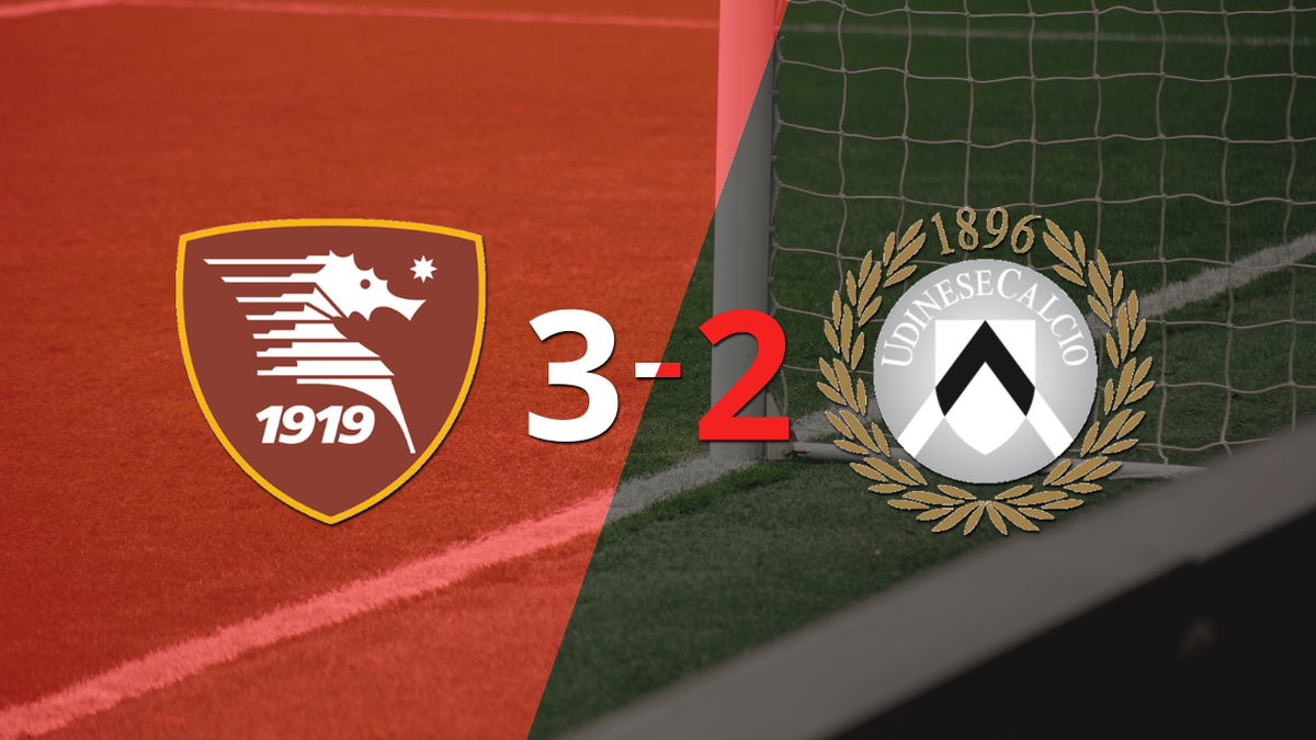 Udinese cayó 3 a 2 en su visita a Salernitana