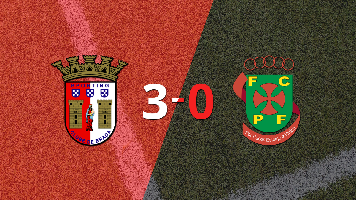 Paços de Ferreira se fue goleado 3-0 en su visita a SC Braga