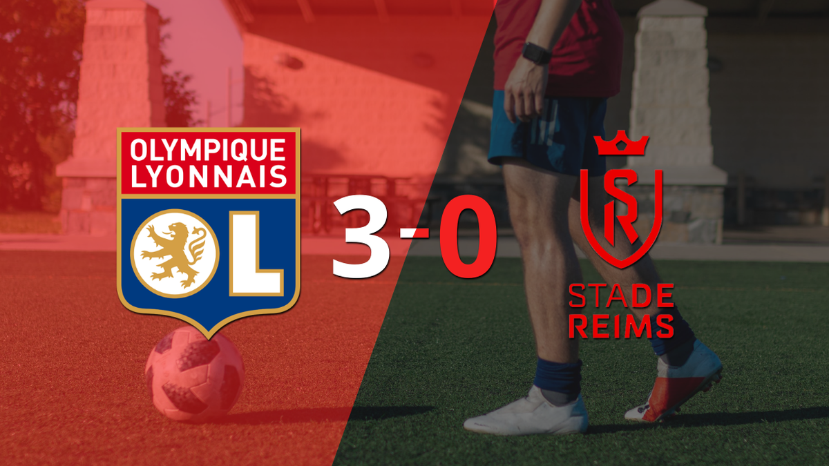 Olympique Lyon fue contundente y goleó 3-0 a Stade de Reims