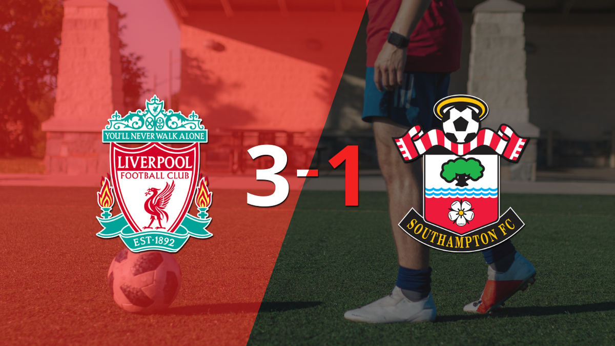 Darwin Núñez marca un doblete en la victoria 3-1 de Liverpool ante Southampton